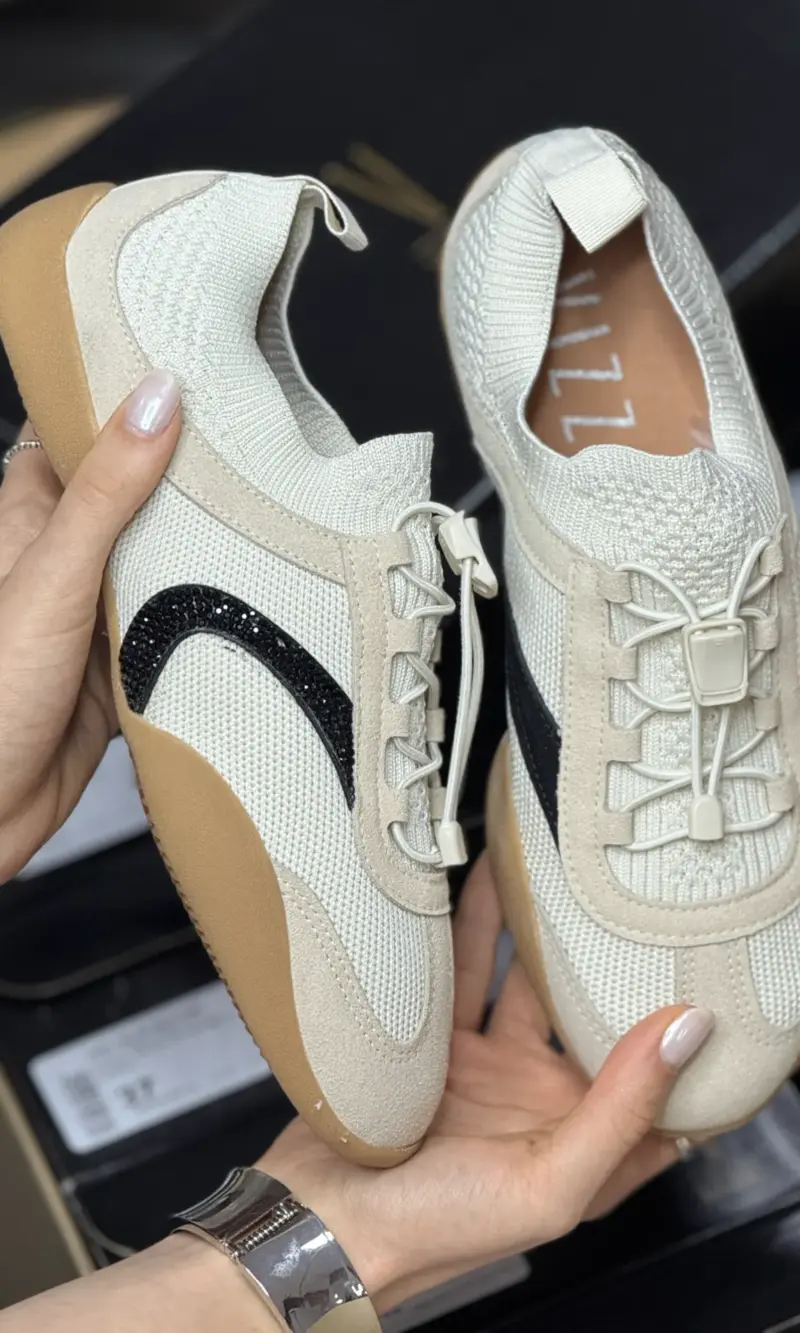 vizzano tênis fem casual baixo knit elástico off white/preto